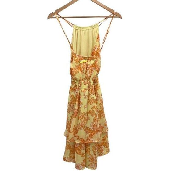 Collective Concepts Womens Floral Smocked Waist Halter Dress Yellow Medium NWOT - Picture 3 of 8